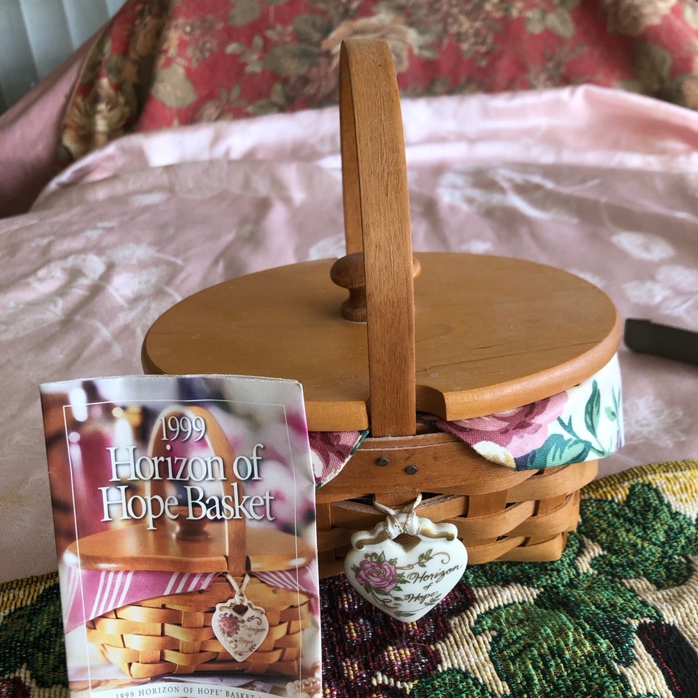 Longaberger Basket, Horizon of Hope, American Cancer Society Liner Lid +Tie On +